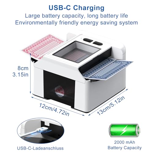 LIAVOP Mélangeur de Cartes Automatique pour Poker et Blackjack, Mode Auto et Manuel Rechargeable 2000 mAh Faible Bruit