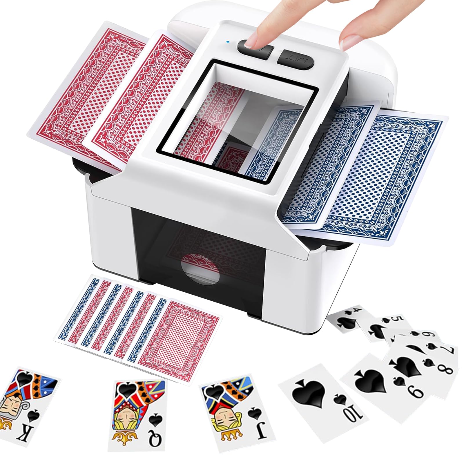 LIAVOP Mélangeur de Cartes Automatique pour Poker et Blackjack, Mode Auto et Manuel Rechargeable 2000 mAh Faible Bruit
